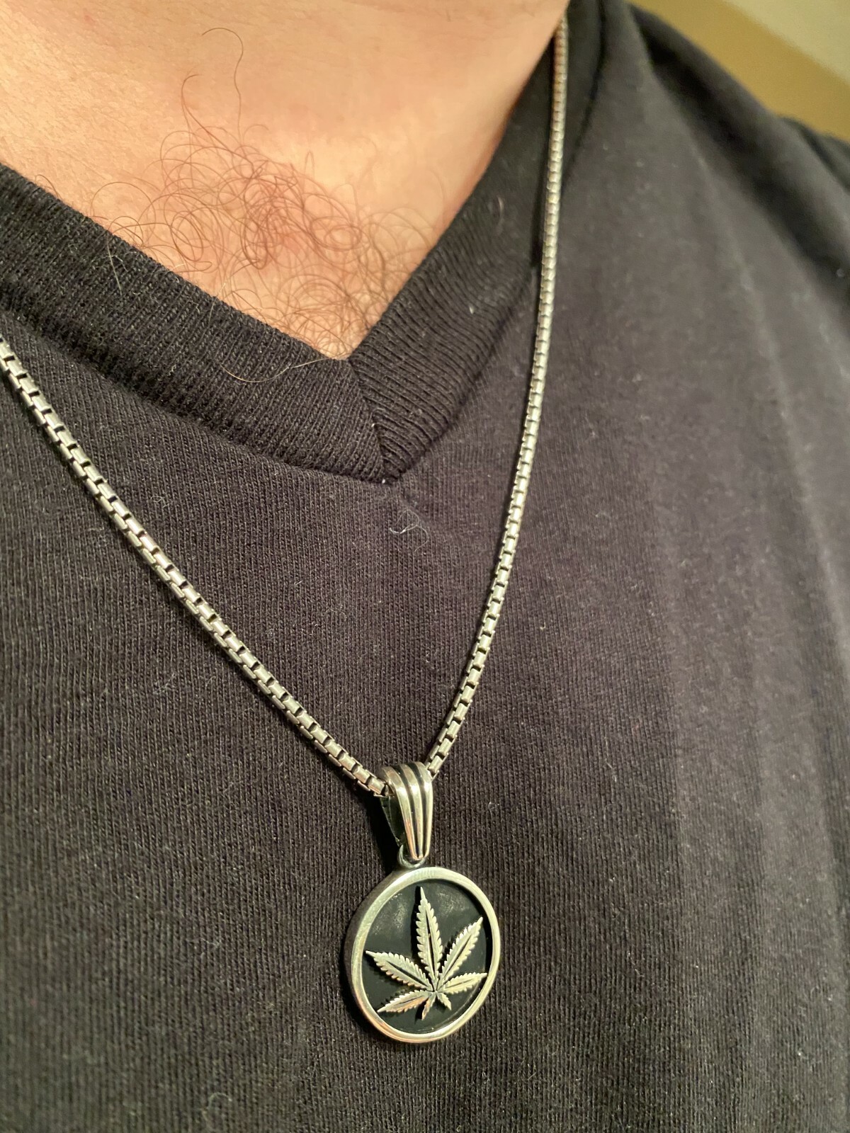 Solid 925 Sterling Silver Marijuana Weed Leaf Pendant Gold Plated Medallion
