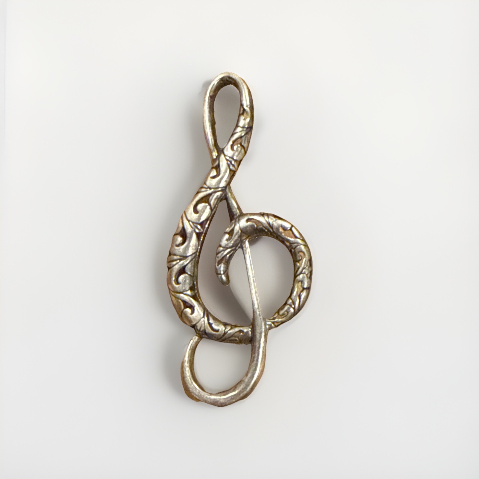 Vintage JEZ Jezlaine Sterling Silver Treble Clef Music Note Brooch Pin 7.36 Gms