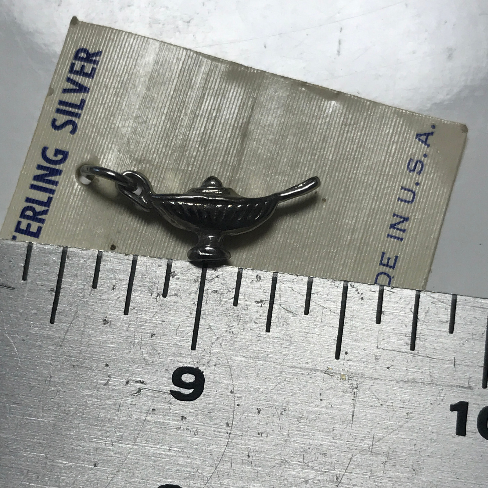 Sterling Silver Vintage Genie Lamp Charm Pendant Apprx 3/4″ Made in USA