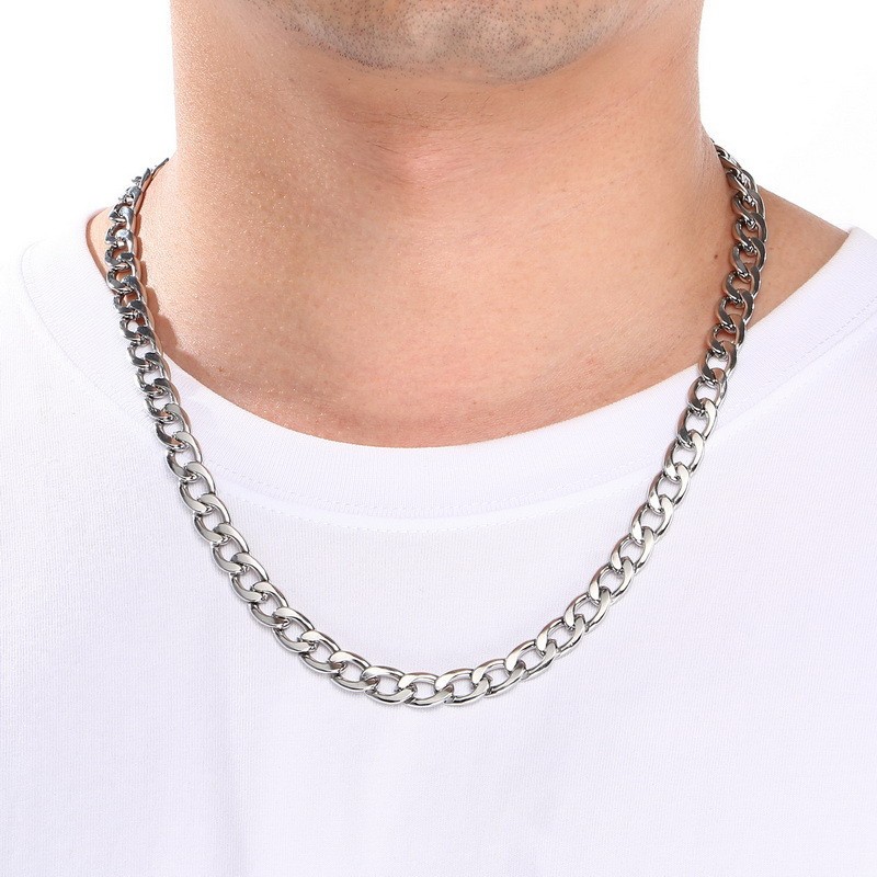 Stainless Steel Figaro Link Chain Necklace NK Cuban Jewelry Gift for Men Womem