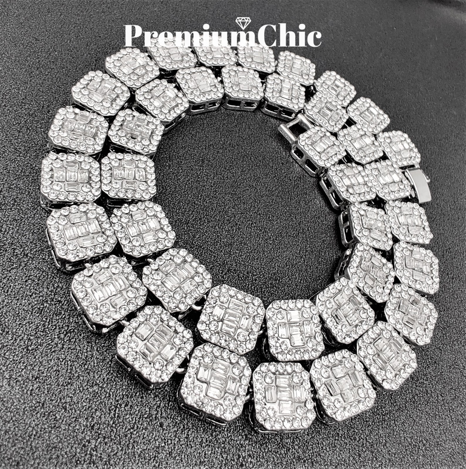 Baguette Cluster Tennis Chain Designer Necklace ICED Plated CZ Jewelry Men Women