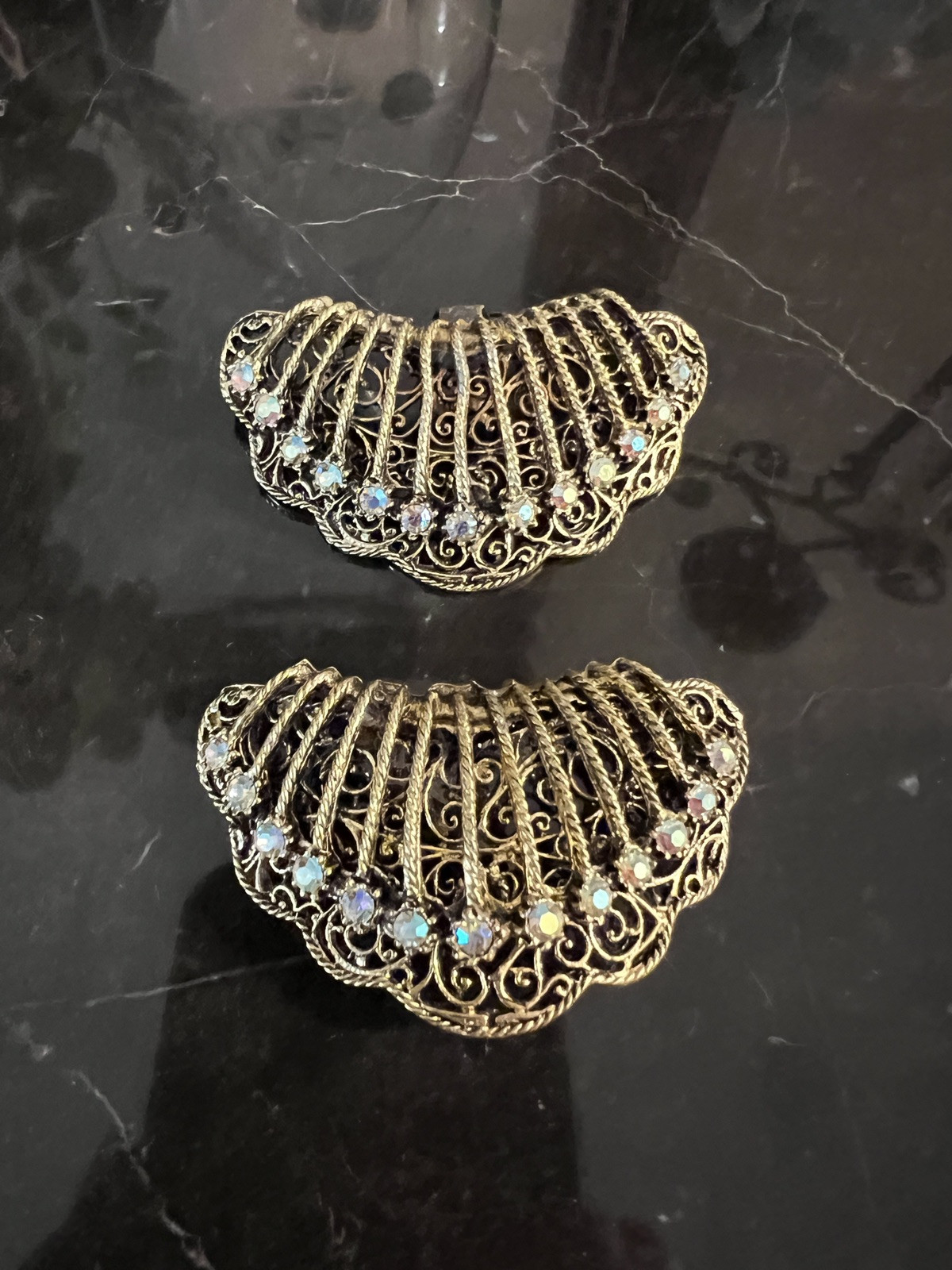 2 Stunning Vintage Victorian Style Rhinestone Dress Shoe Clip jewelry
