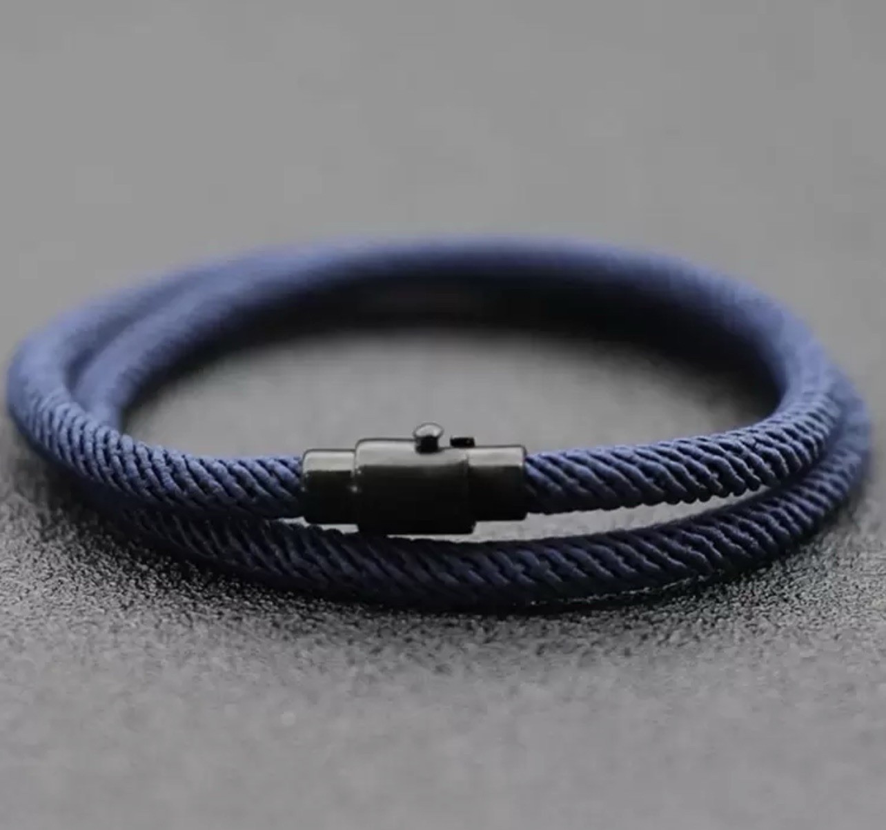 Men’s Double-Layer Survival Bracelet, Navy Blue, 4 mm / 19.5 cm