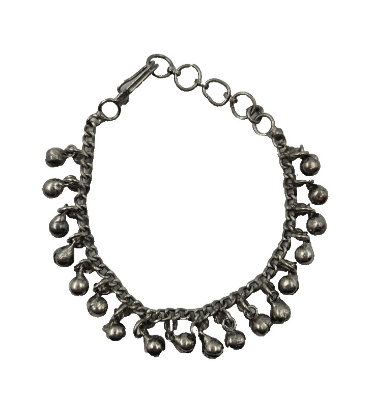 Vintage Indian Silver Tone Ethnic Belly Dancing Jingle Balls Anklet Bracelet
