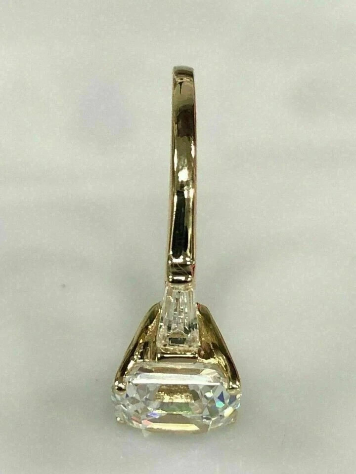 3Ct Asscher Cut Lab-Created Diamond Solitaire Women’s Ring 14k Yellow Gold Over