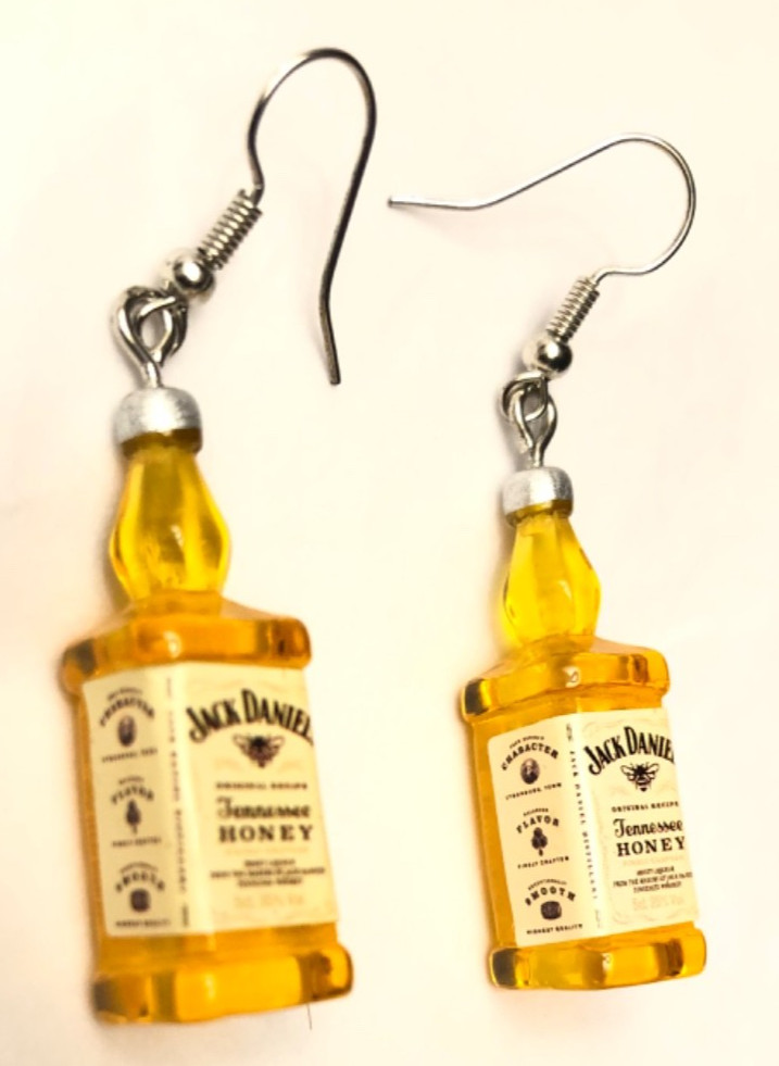 Earrings Mini Jack Daniel’s Bottle Tennessee Honey Whiskey Novelty Barware