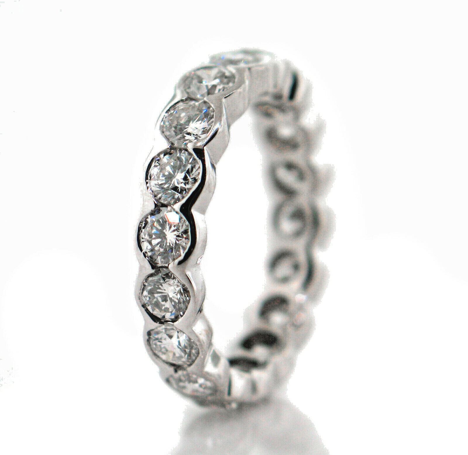 2.88 CT Natural Round Cut Diamond Lady’s Eternity Band VS2-SI1/F 14K White Gold