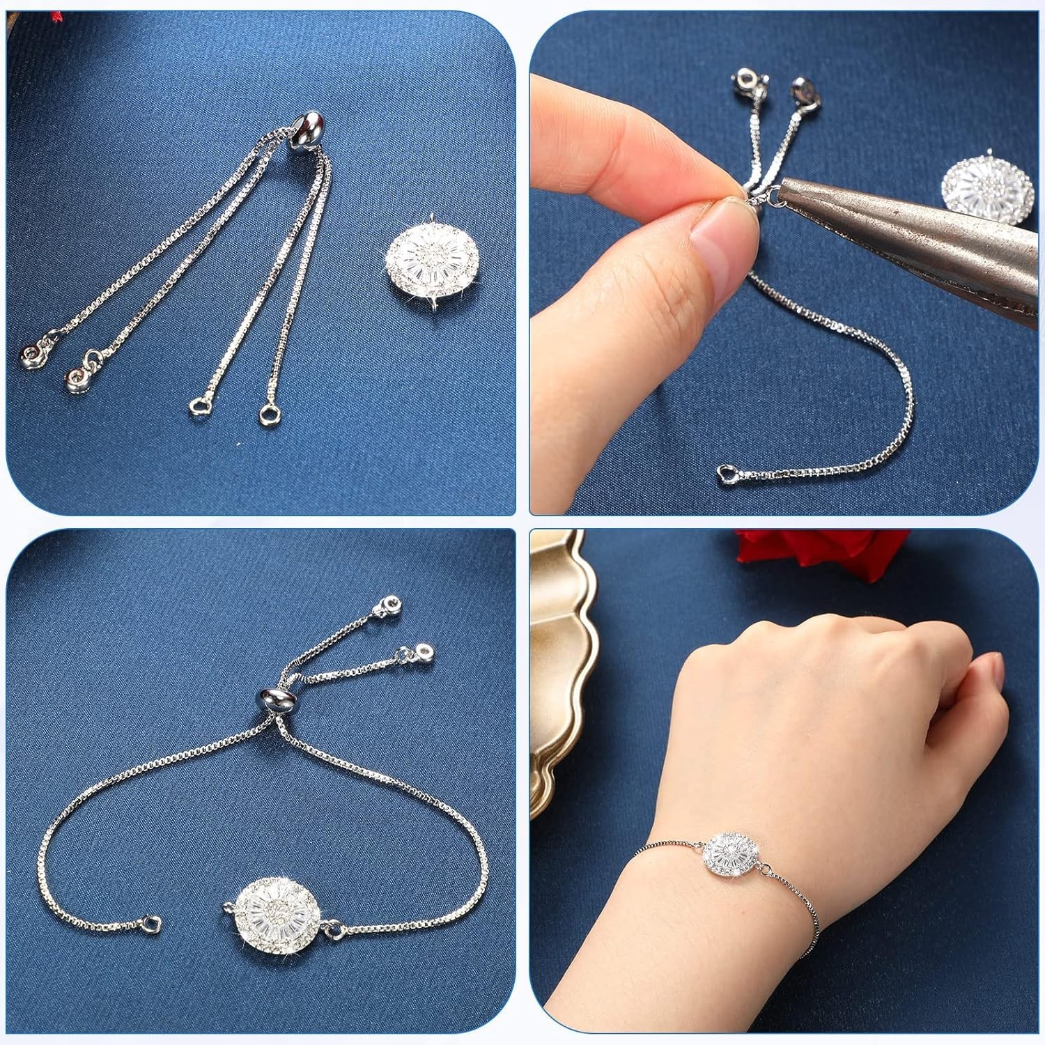 10 Pieces Adjustable Slider Bracelet for Jewelry Making Bracelet Chains for D…