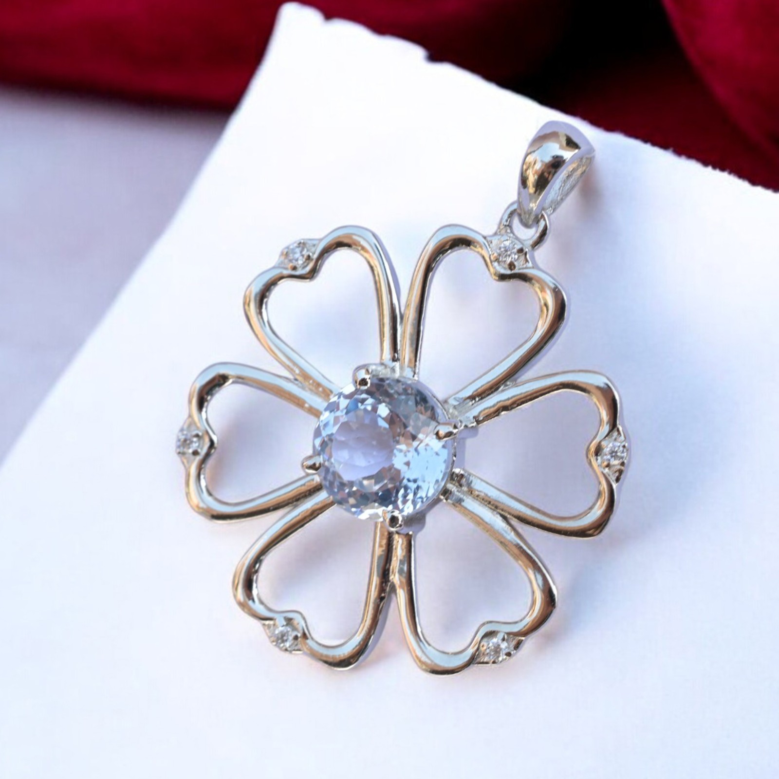 Certified Jeremejevite 35+ Ct Flower Pendant Rare Gemstone in 925 Silver MG005