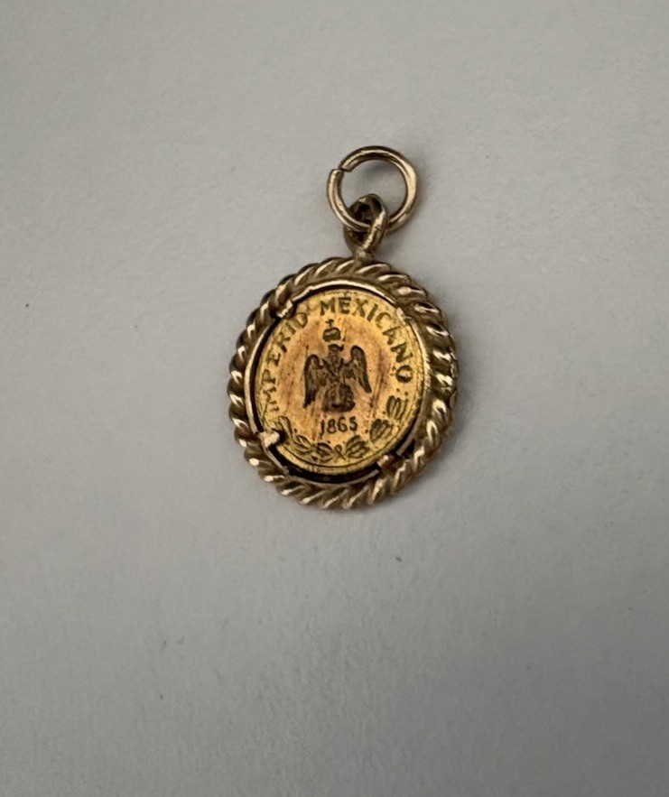 14kt Yellow Gold Imperio Mexicano 1865 Coin Pendant 1.1gram