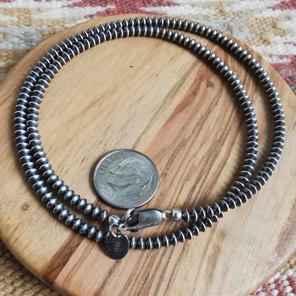 Navajo Handmade Sterling Silver Saucer Pearl Necklace – Multiple Lengths