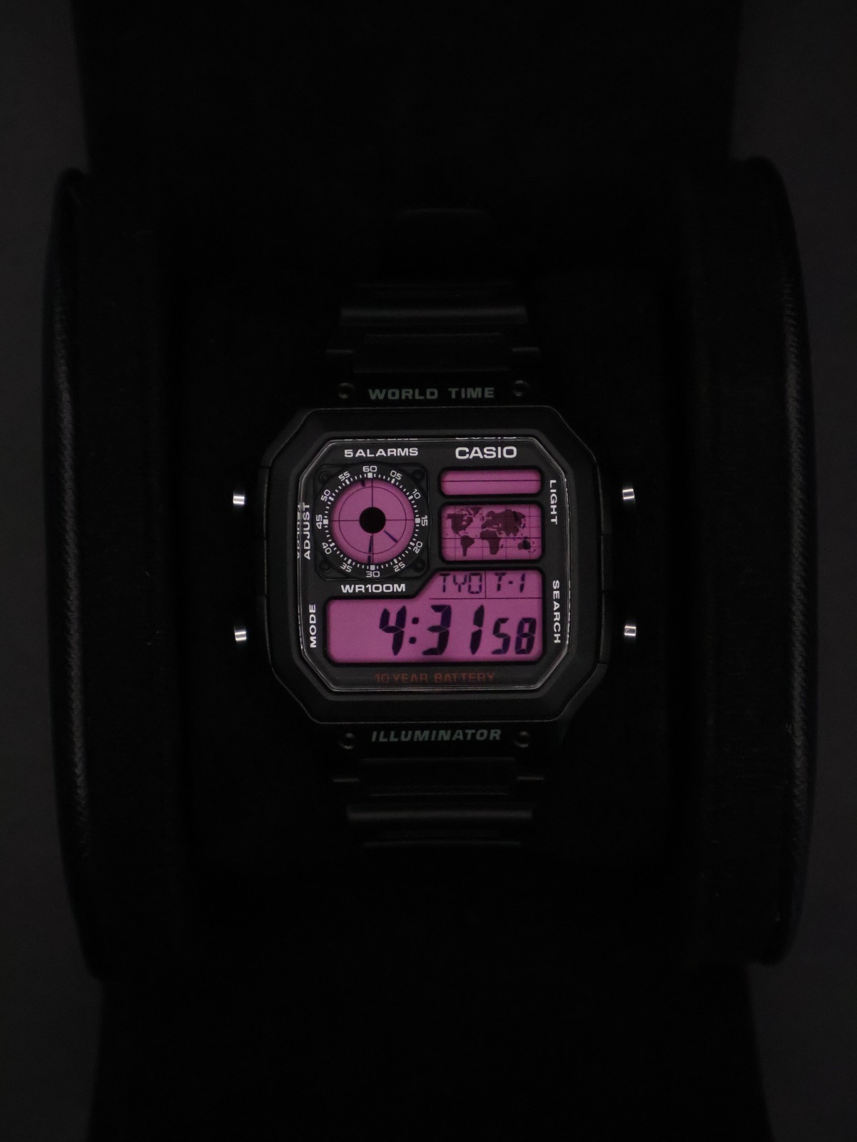 “Pink Panther” | Custom 🩷 Casio World Time Illuminator | Royale | AE-1200WH MOD