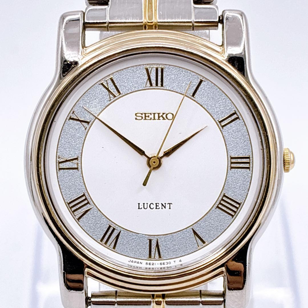 SEIKO Lucent 5E21-6E00 Roman Dial Quartz Watch 1998 Working