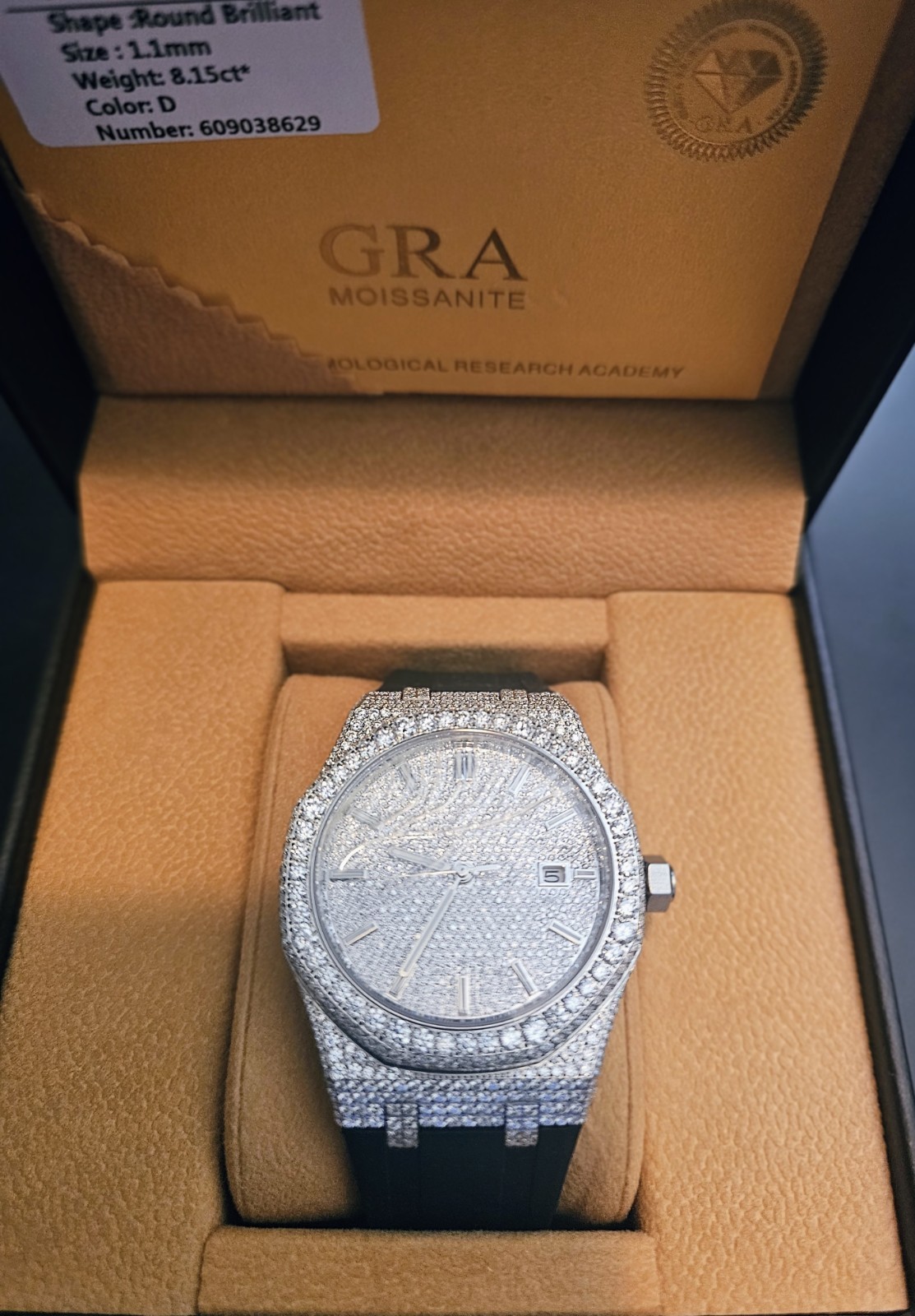 mens moissanite case watch