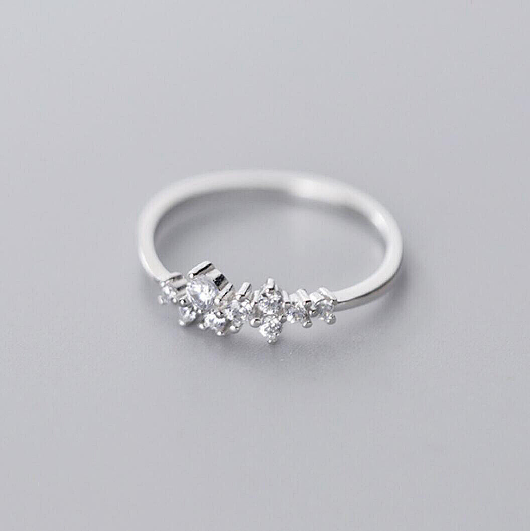 925 Sterling Silver CZ Thin Band Danity Pinkie Ring A3619