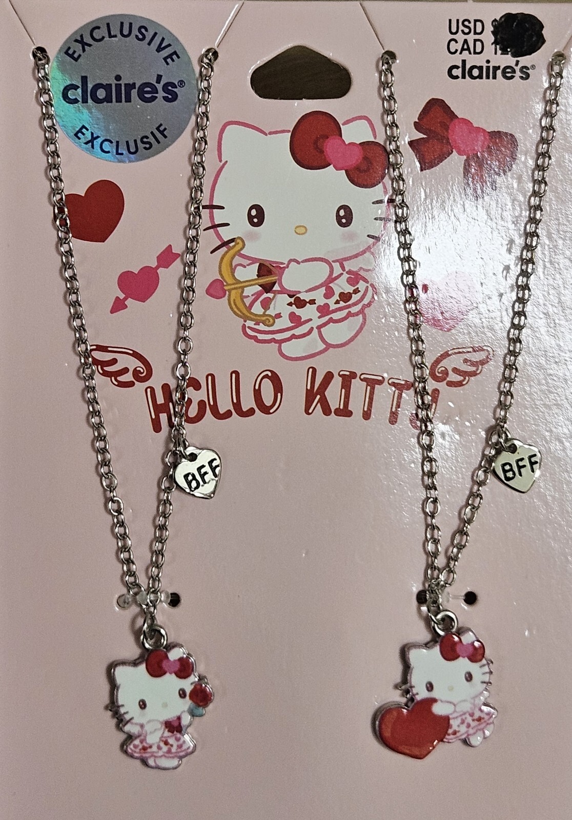 2 PC CLAIRE’S HELLO KITTY SANRIO BEST FRIENDS BF VALENTINE’S DAY NECKLACES