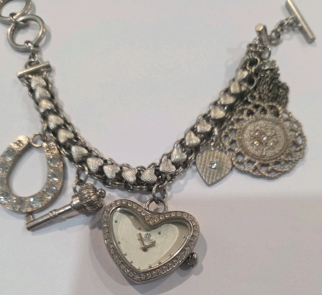Vintage Jennifer Lopez J Lo Stainless Charm Bracelet 8″ I#191a
