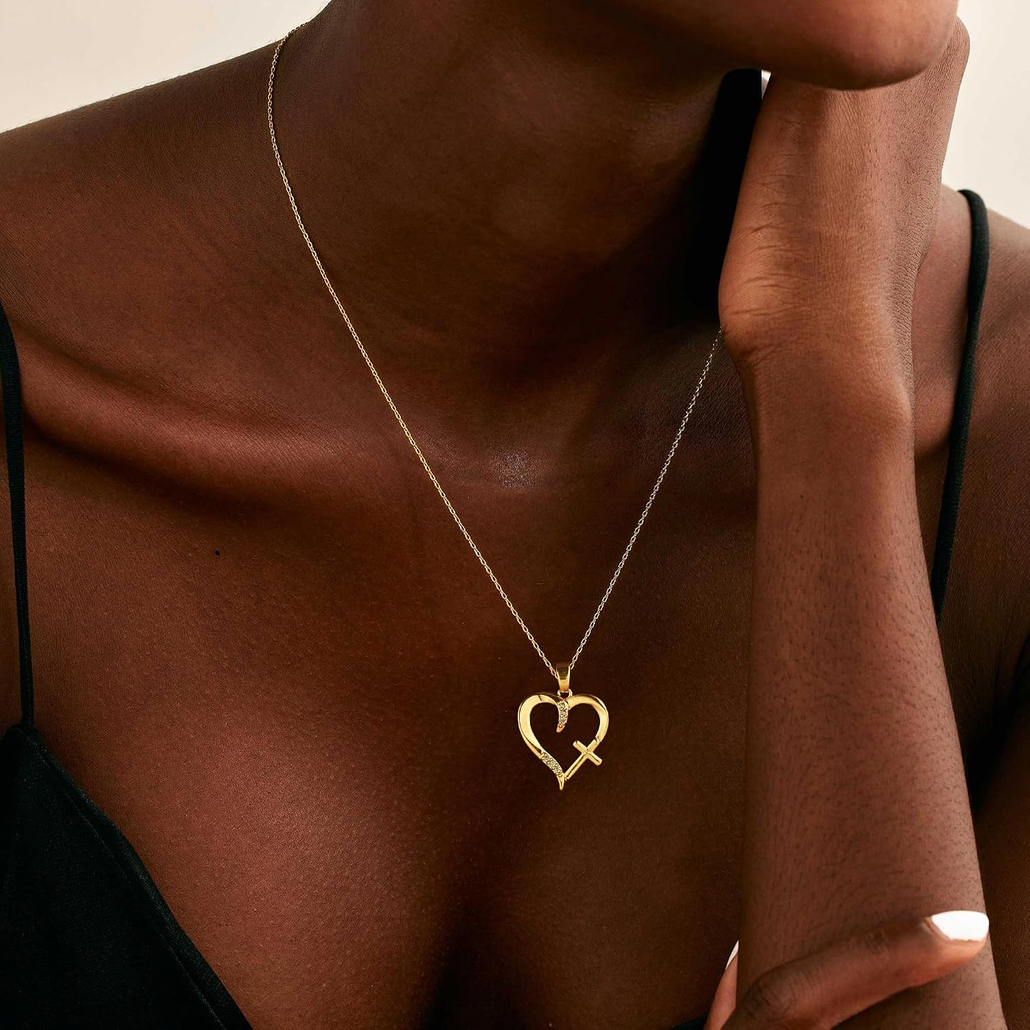 Cross Necklace for Women 14K Gold Silver Plated Necklace Layered Gold Cross Neck