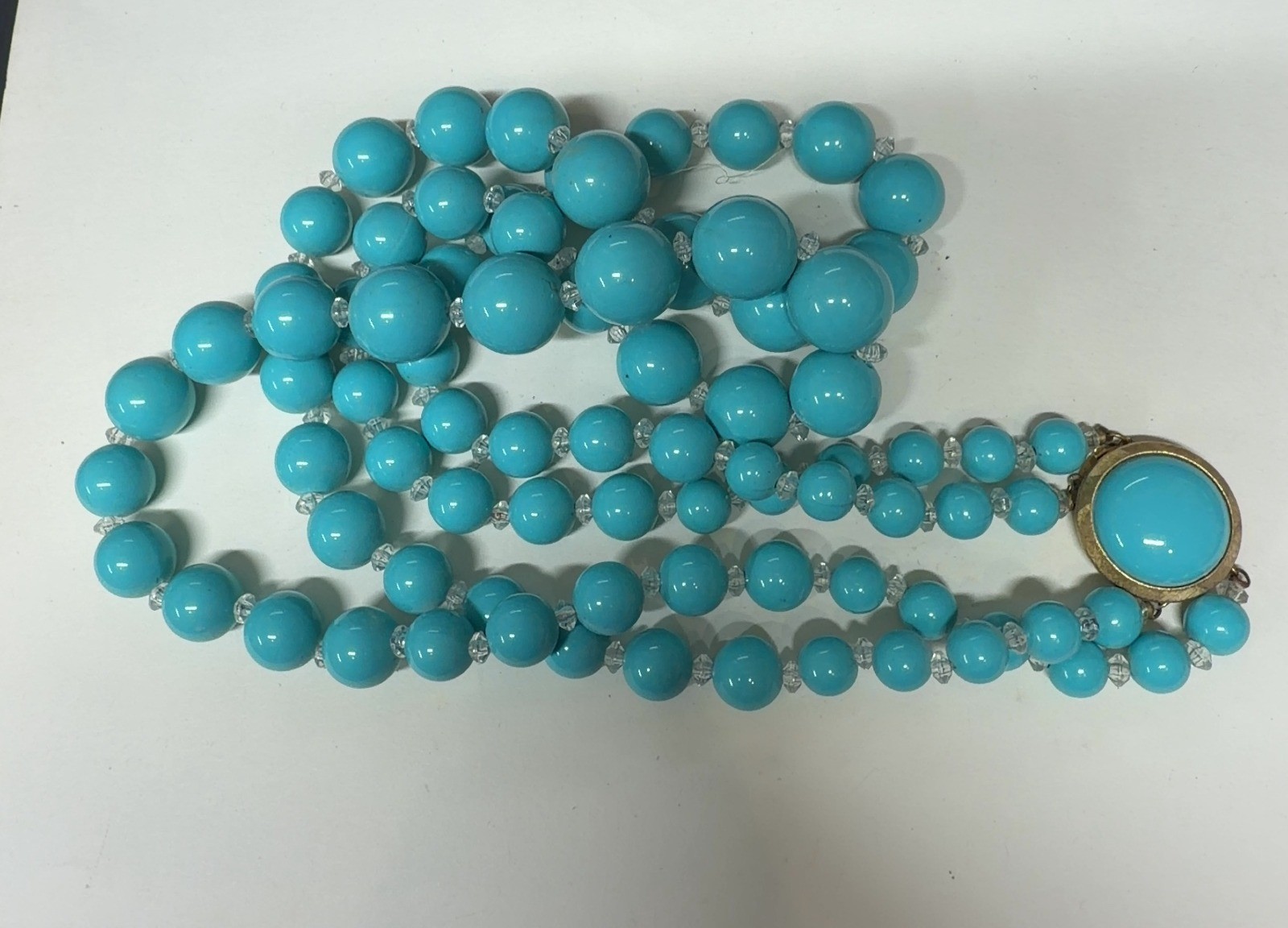 VINTAGE Turquoise Colored Bead Multi-Strand Statement Necklace