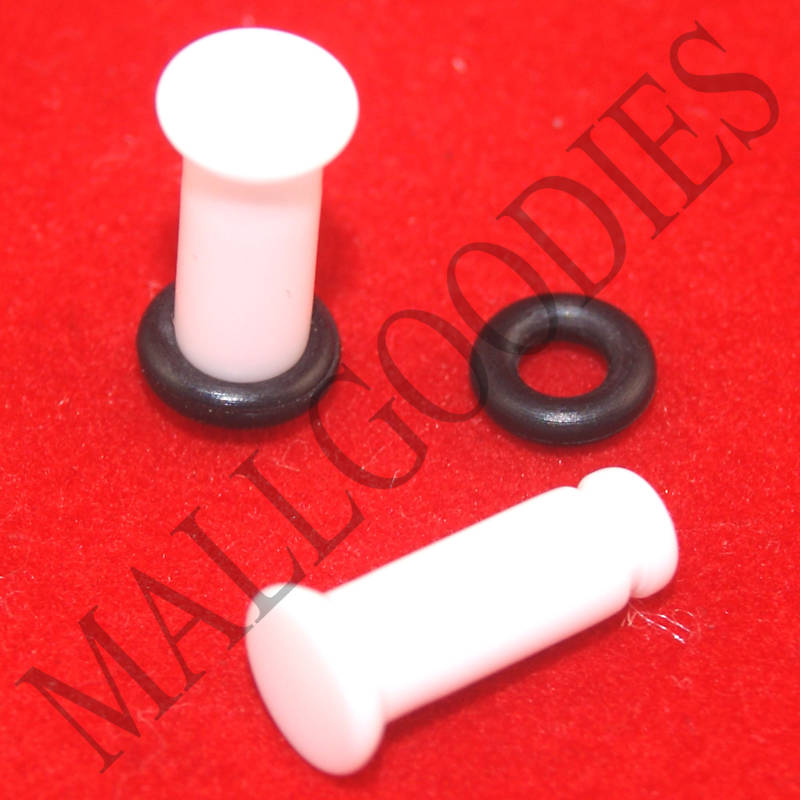1303 White Acrylic Single Flare 6 Gauge 6G Plugs 4mm MallGoodies 1 Pair