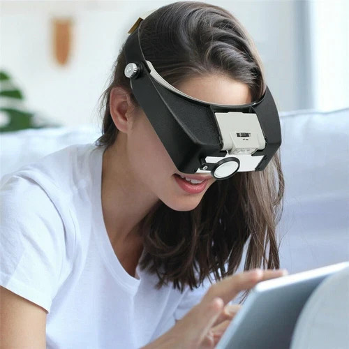 Jewelers Head Headband Magnifier LED Illuminated Visor Magnifying Glasses Loupe
