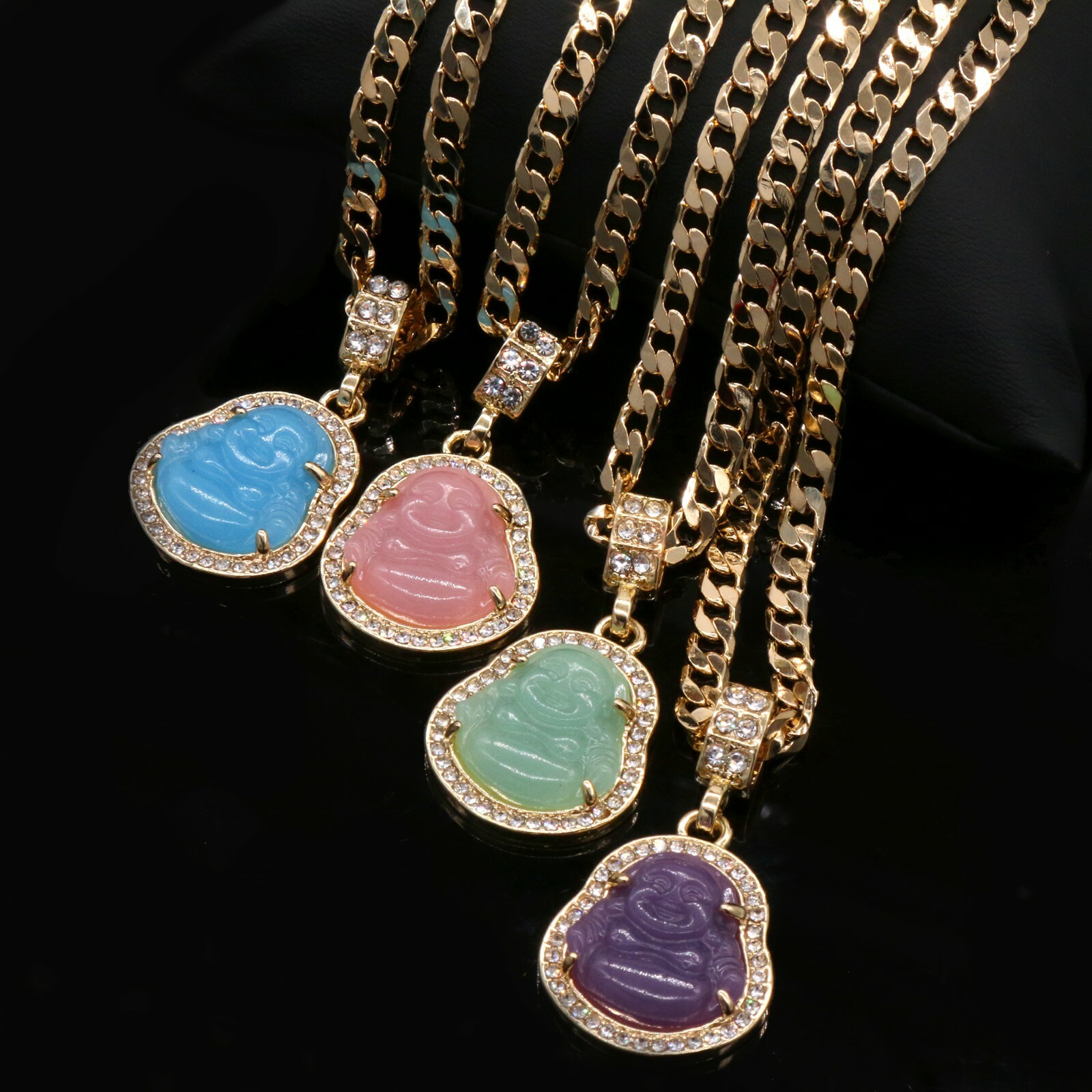 14K Gold Plated All Color’s Buddha Iced Cubic Zirconia 5mm 24″ Cuban Chain