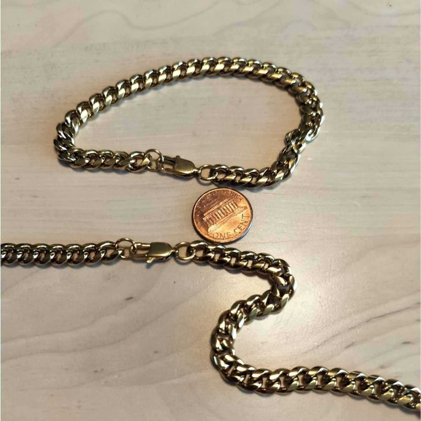 18K Gold Cuban Chain Set 8MM Necklace & 7MM Bracelet Set 22” + 7.5” Statement