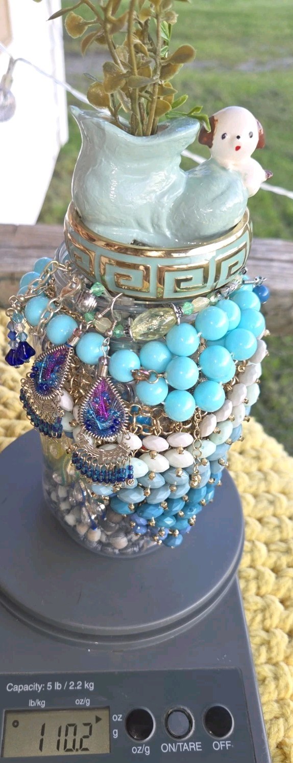 Blue🪩Blast Of Beauty~Mystery Jewelry Jar~Vintage 2 Now~Packed/Wearable Pieces