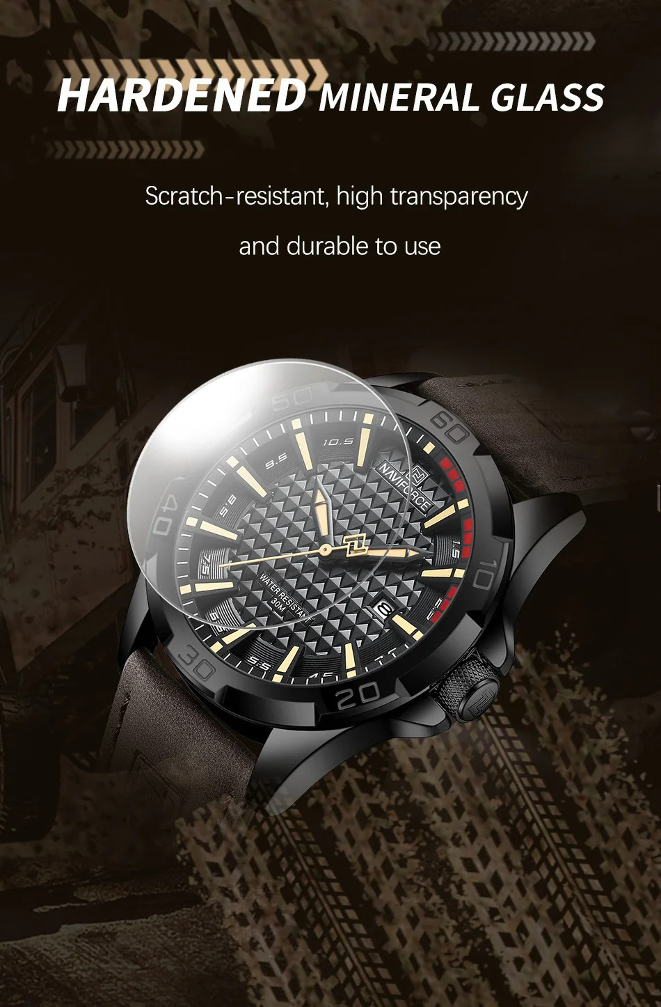 NAVIFORCE Men Casual Sport Military Quartz Calendar Wrist Watch for Man Business