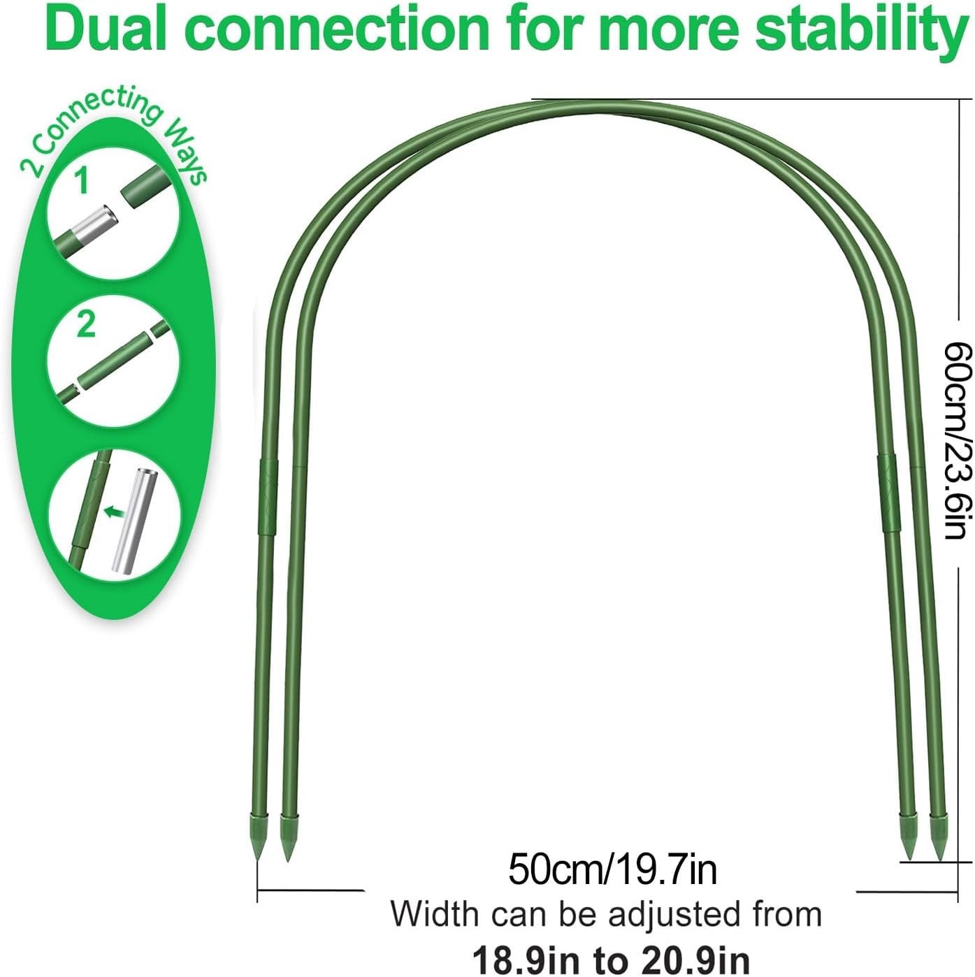 Multipurpose 6Pcs Greenhouse Hoops 19.7×23.6” – Elevates Indoor/Outdoor Gardens