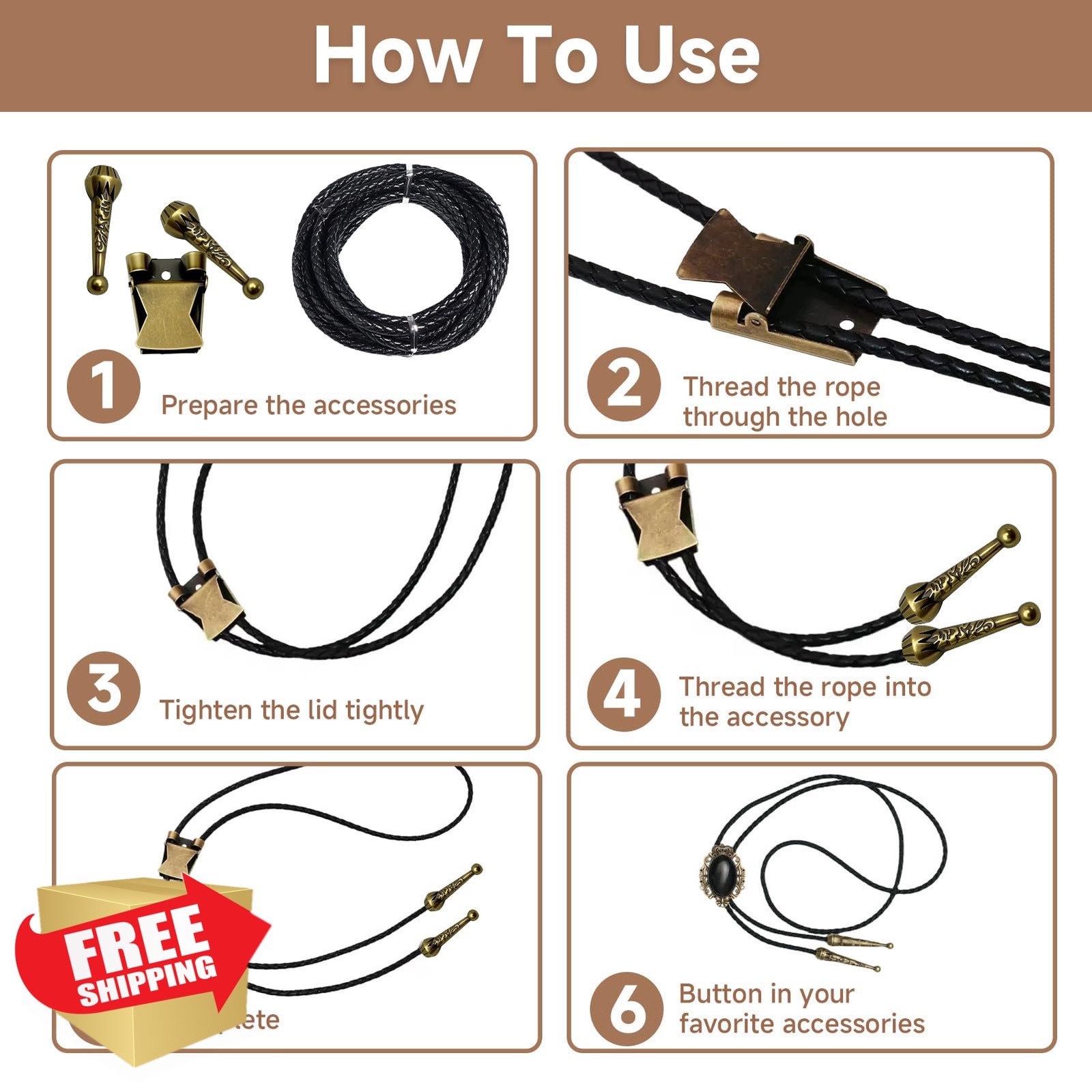 RJLCTH 3 Sets Bolo Tie Making Kit