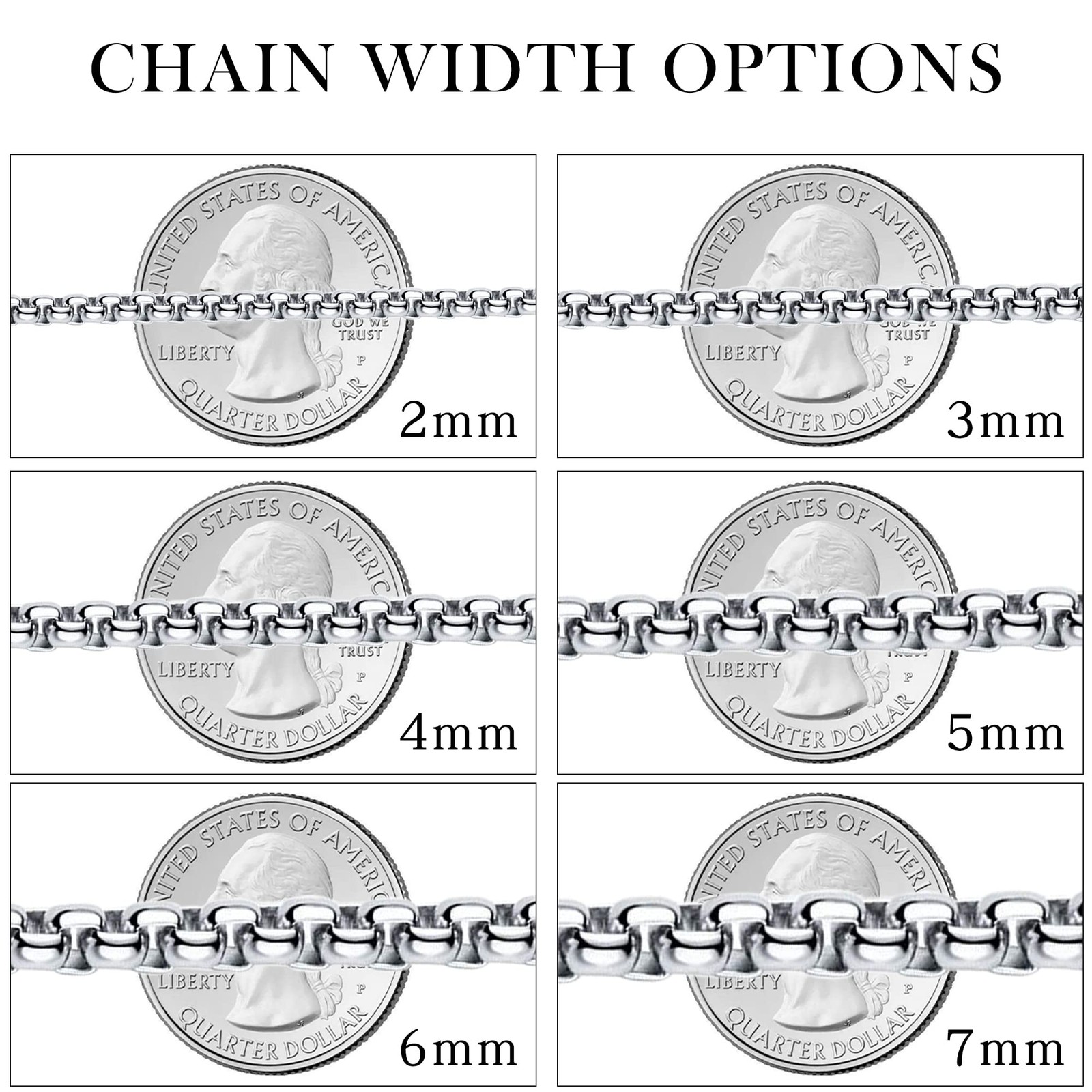 2 mm 16 Inches Stainless Steel Square Rolo Chain Necklace Round Box Necklace …