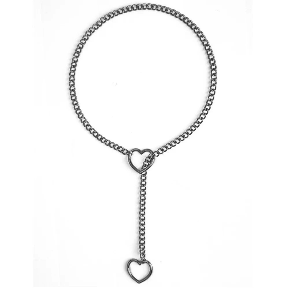 Heart Slip Chain Necklace For Women Punk Rock Love Chain Choker Necklace.