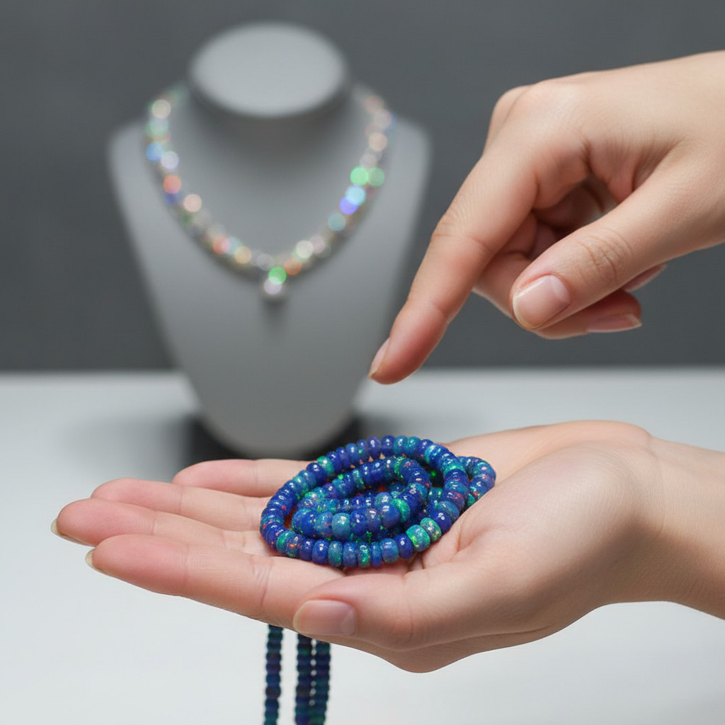 Ethiopian Blue Opal Beads Strand 4-5mm Faceted Rondelle Gemstone 8 Inch
