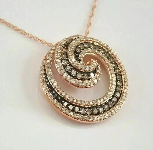 2Ct Round Cut Lab Created Brown Diamond Women’s Pendant 14K Rose Gold Plated