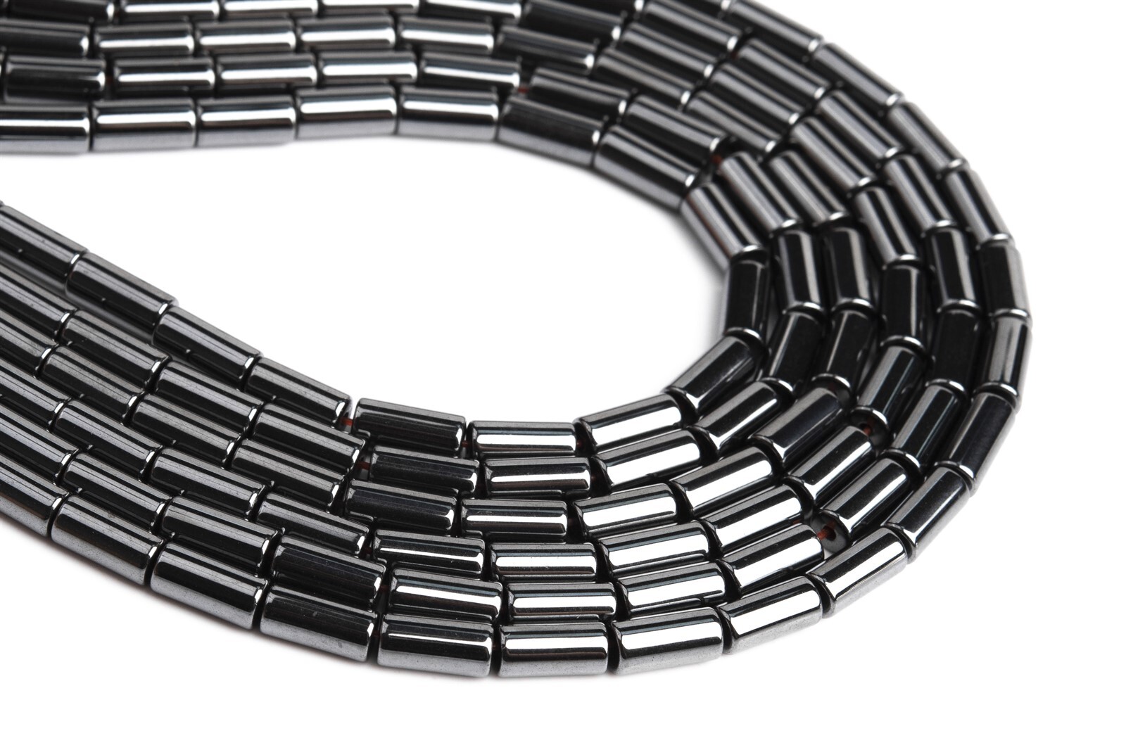 8x3MM Black Hematite Round Tube Grade AAA Natural Gemstone Loose Beads