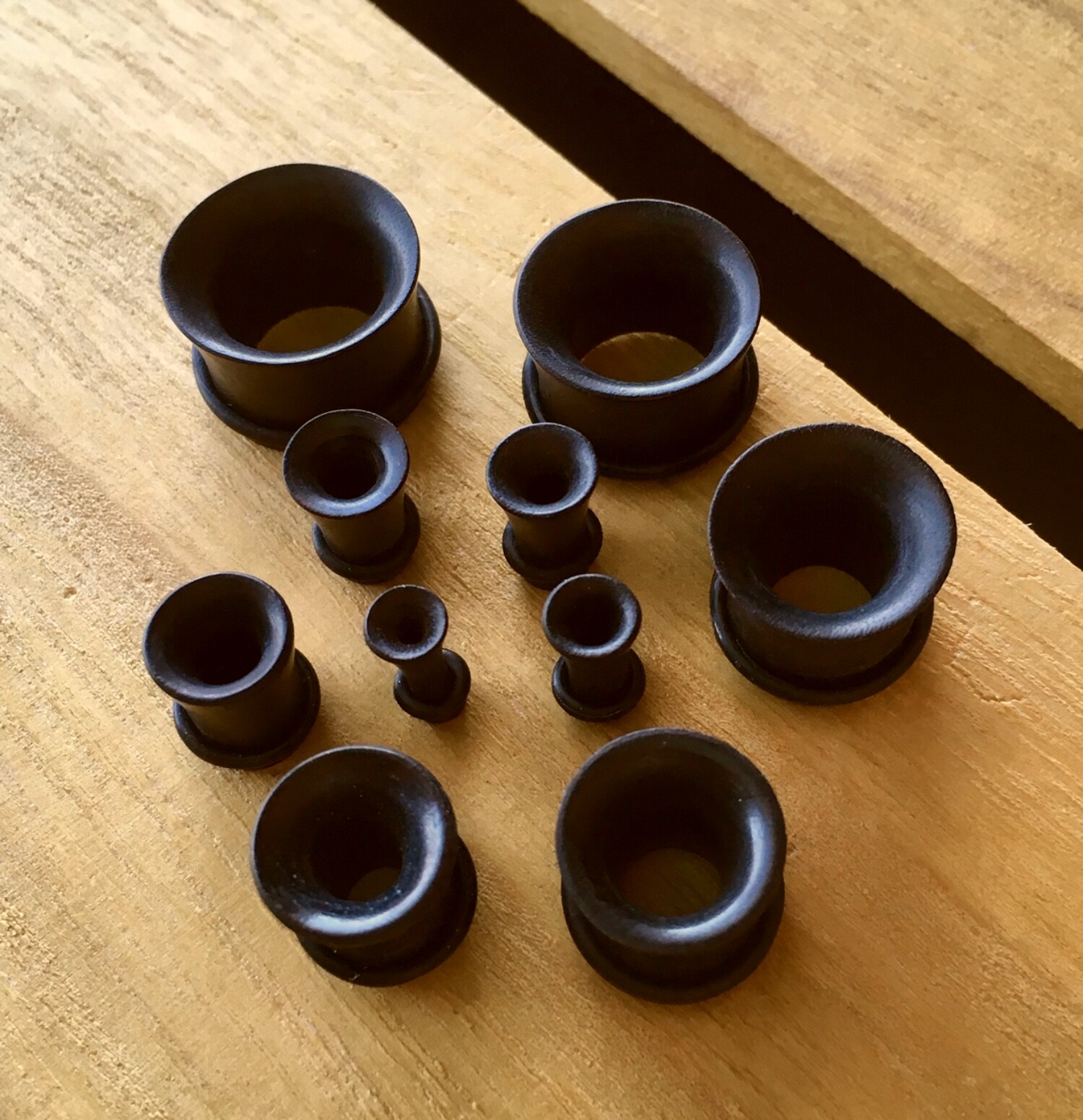 PAIR Black Areng Wood Tunnels Single Flare Plugs Organic Earlets Gauges