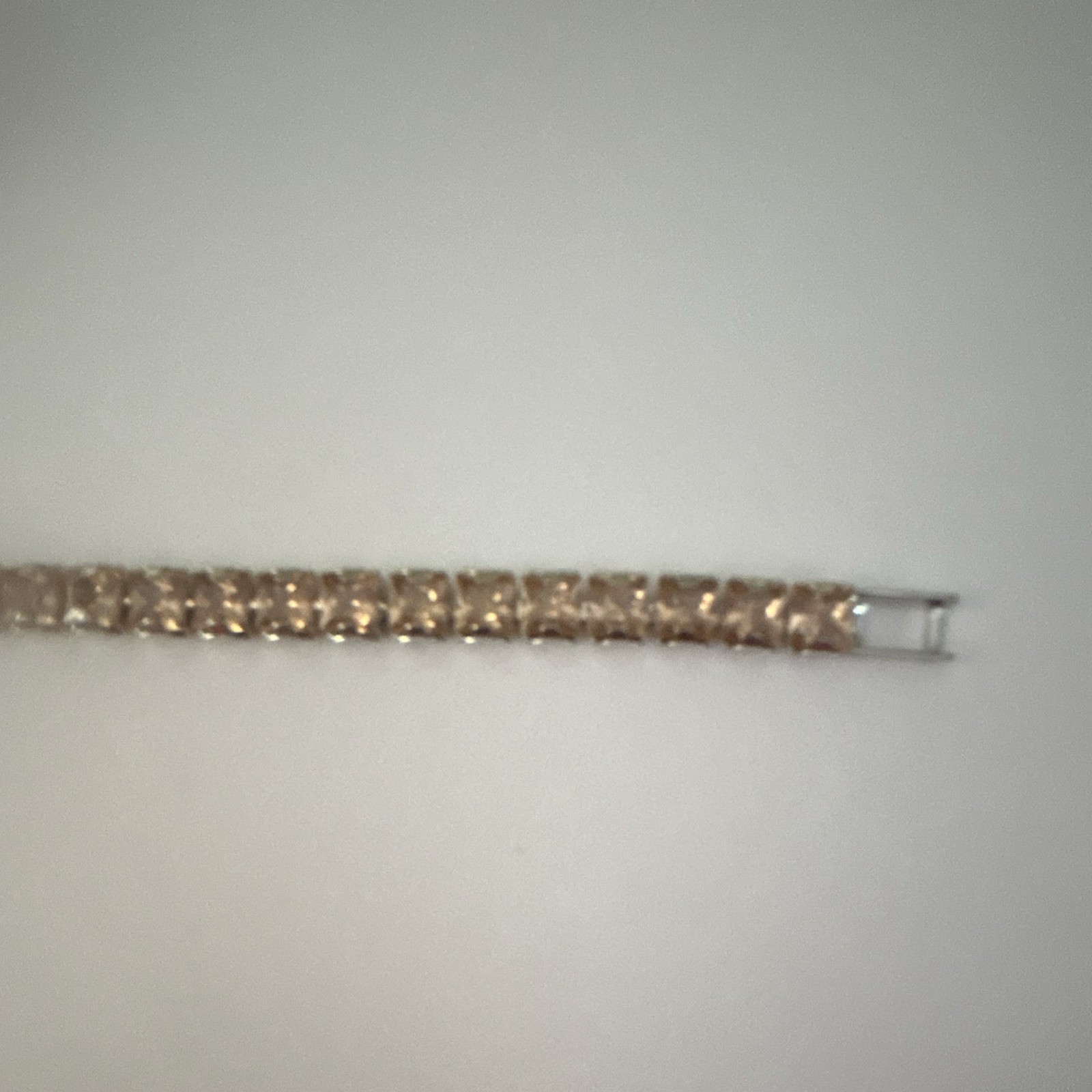 Gold Tone Clear Round Crystal Tennis Chain Bracelet, Prong Set, Box Clasp