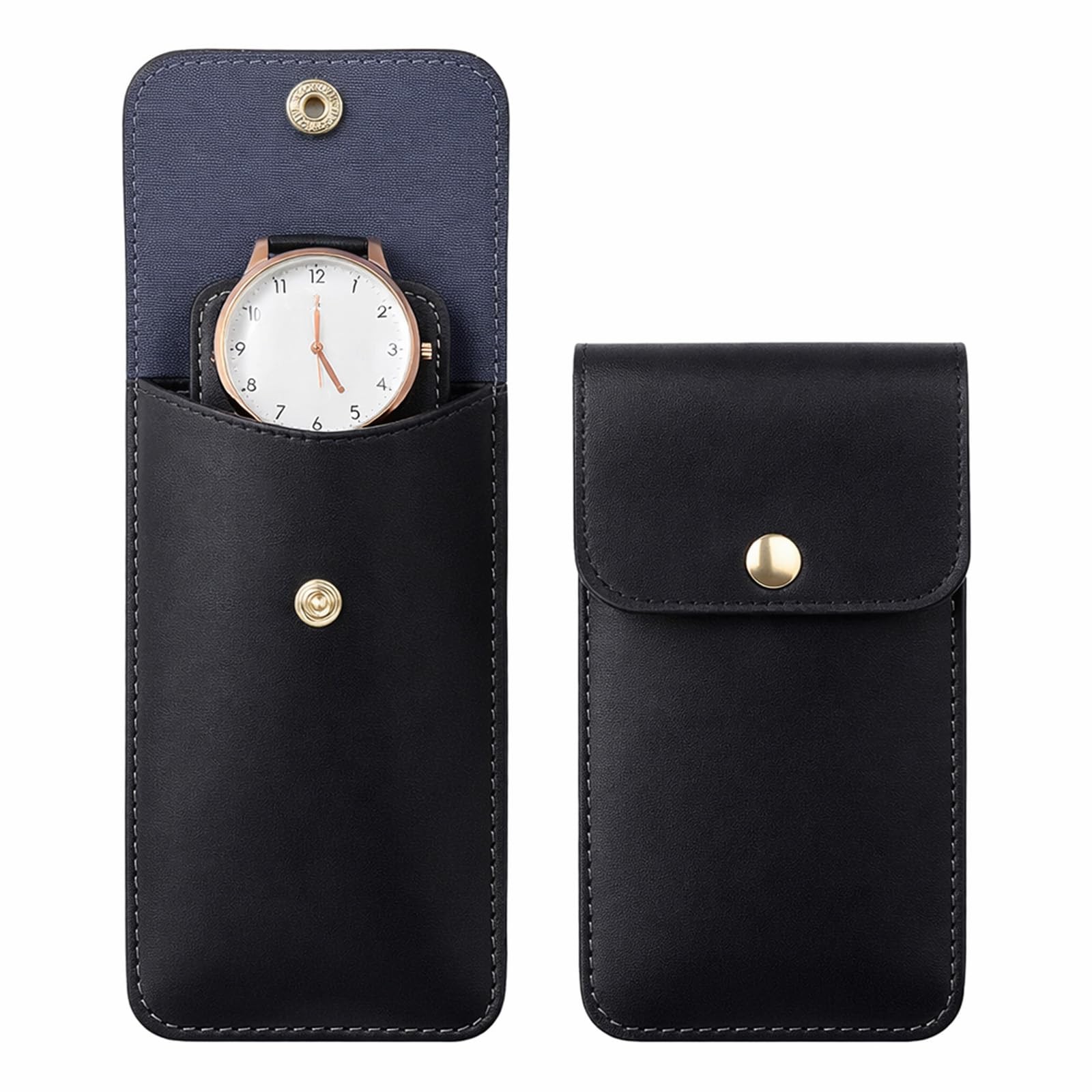2 Pcs Travel Watch Pouch, PU Leather Watch Pouches, Portable Single Watches