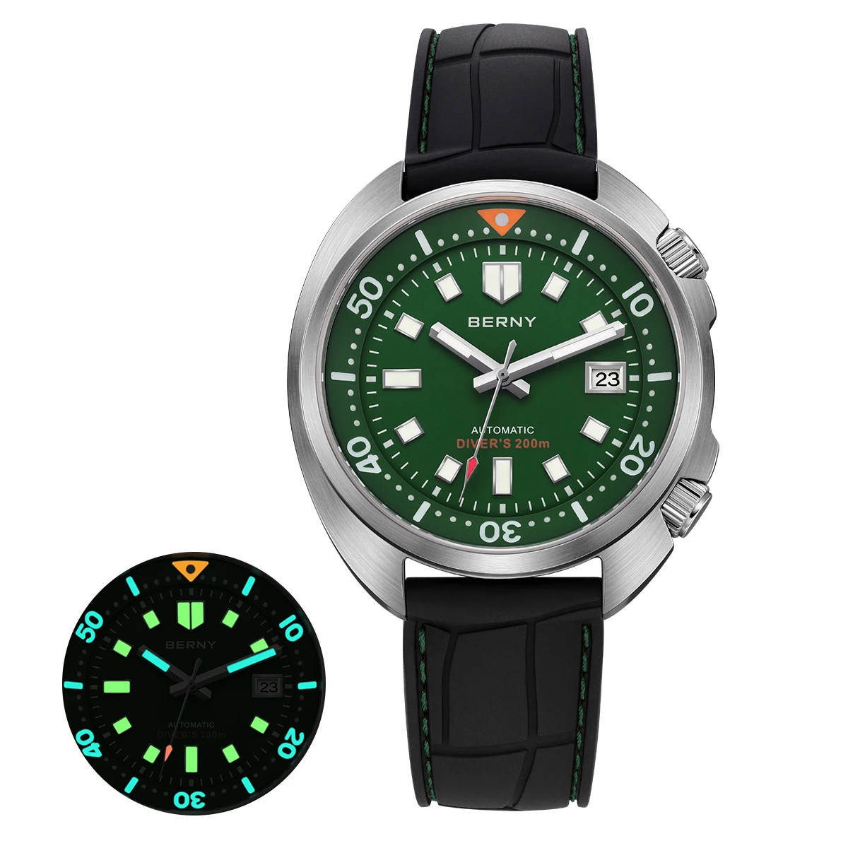 BERNY AM1970M Diver Watch Men Automatic Miyota 8215 20ATM Sapphire Luminous