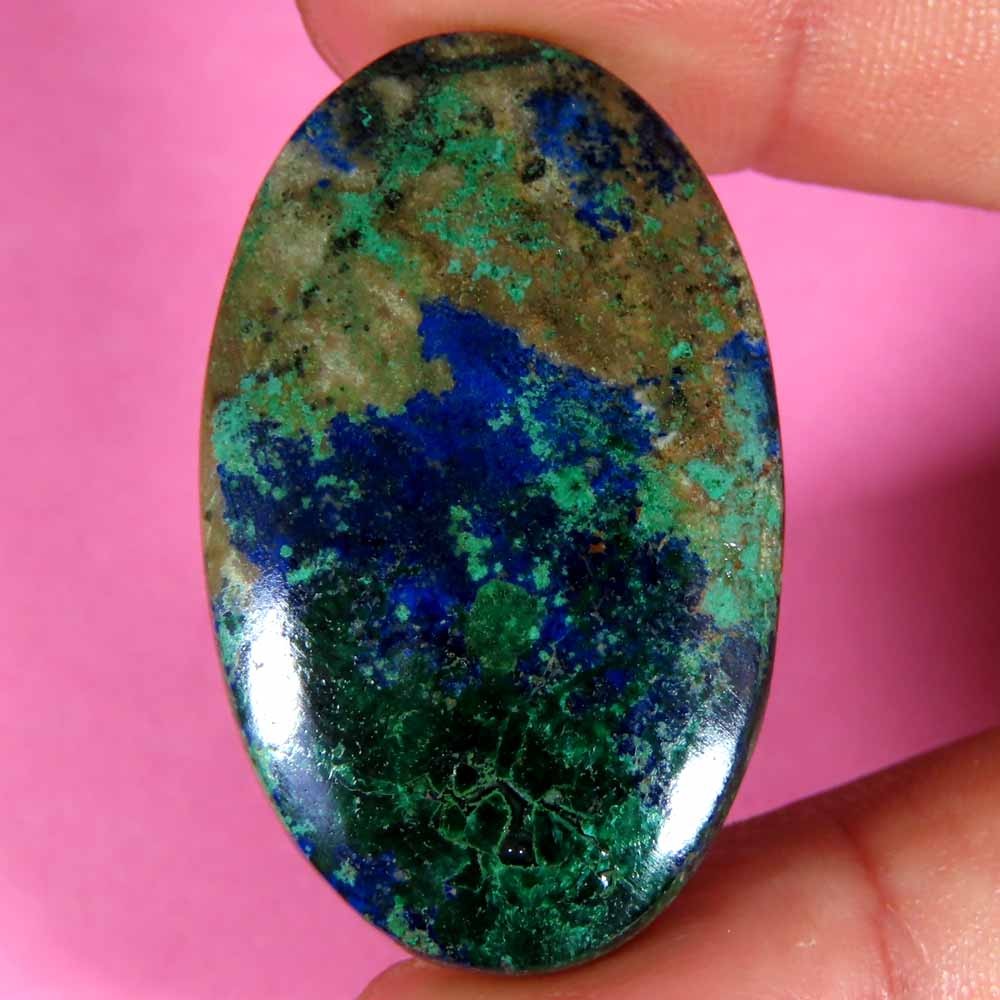 57.55Cts 100%Natural ammazing Azurite Malachite Oval Cab 23x37x6mm Top Gemstone