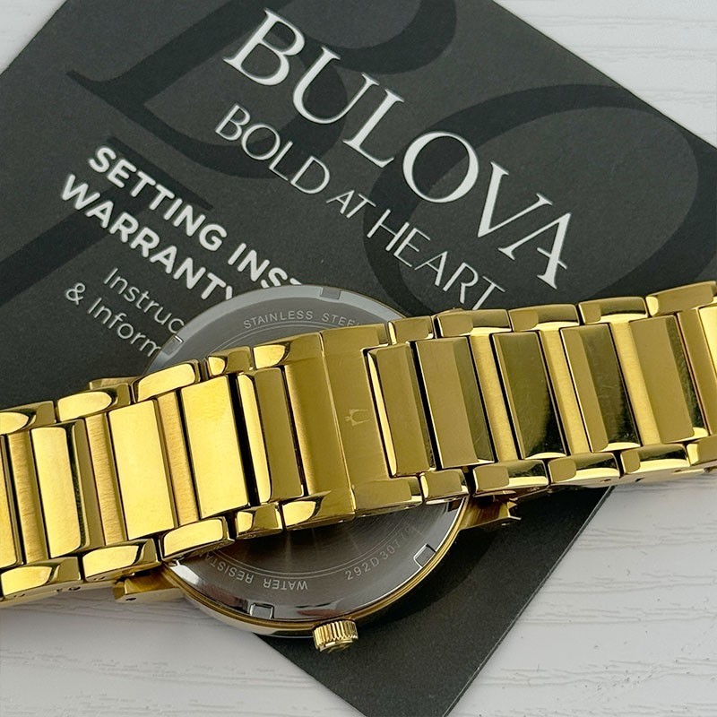 Bulova Modern 97D116 Black Diamond Dial Gold Bracelet Men’s Quartz Watch 42mm