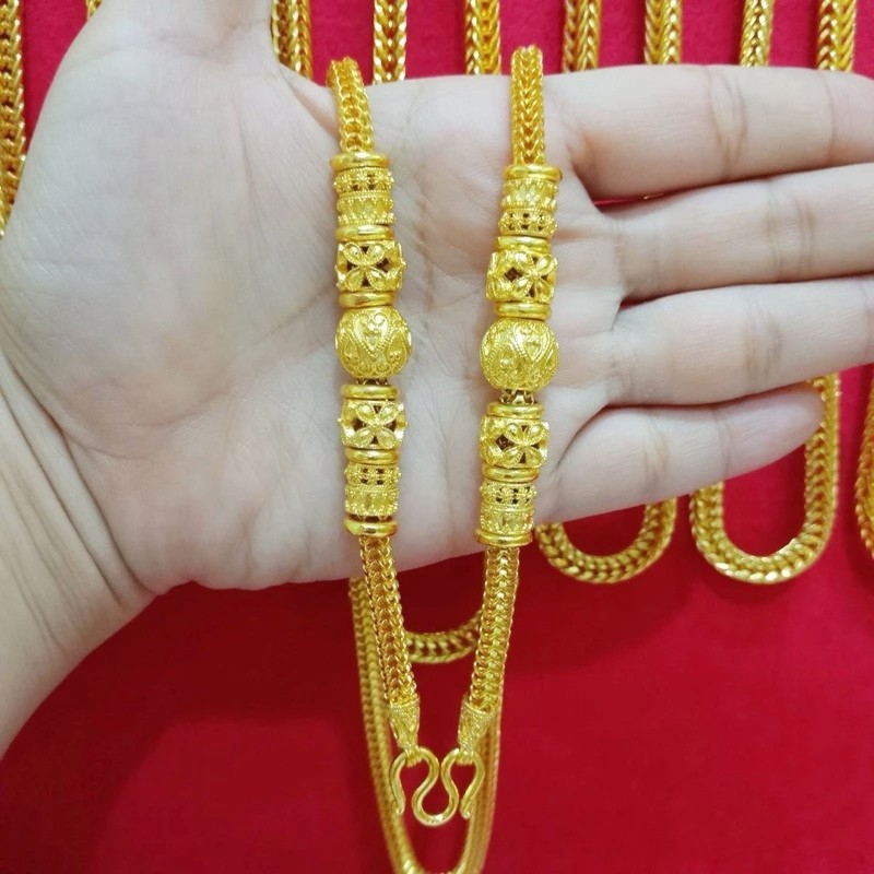 L3 Necklace 24k Gold Plated + LP Liu Amulet Pendant Weight 5 Baht 24″ Women
