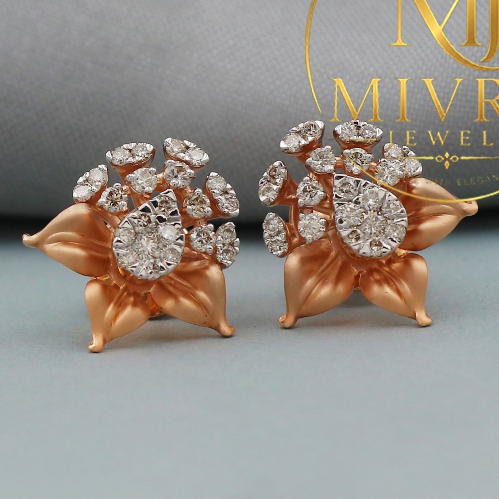 22K Solid Gold Stud Earrings 1.6cm Handcrafted Groom Wedding Jewelry 5.52g