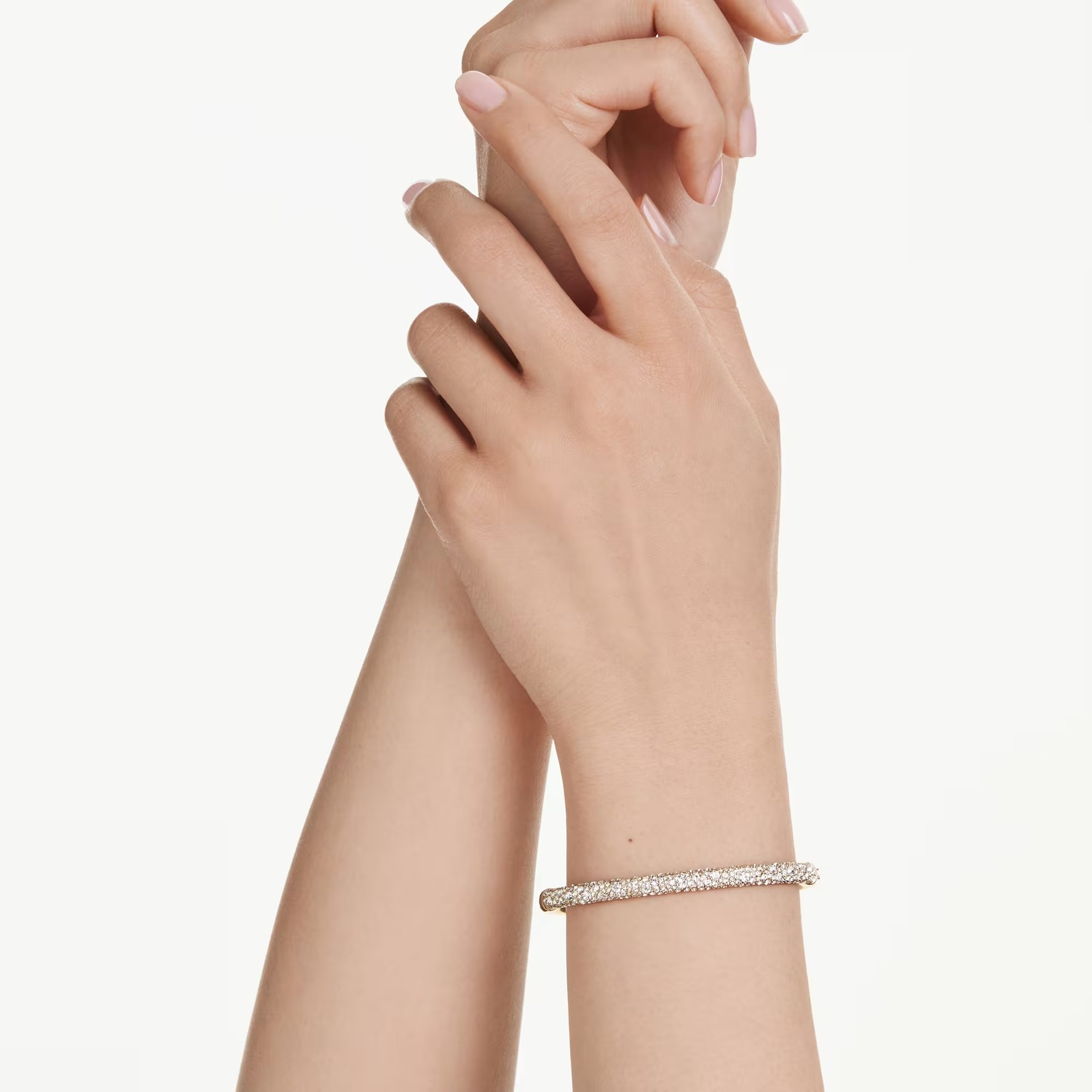 Swarovski Sublima Bangle, Snow Pavé, White, Gold Tone Plated 5723337 (Size M)