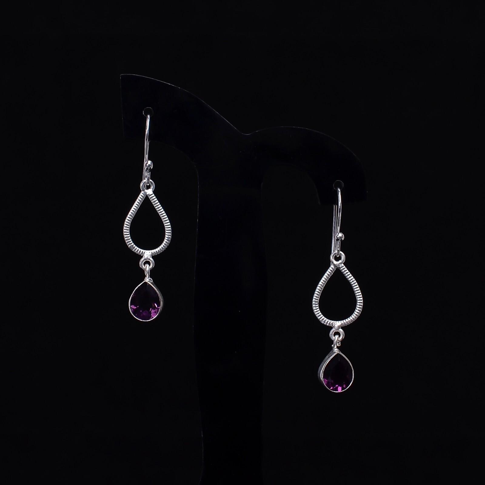 Amethyst Gemstone Dangle Earrings 925 Silver Boho Jewelry 2.2″ For Wedding Gifts