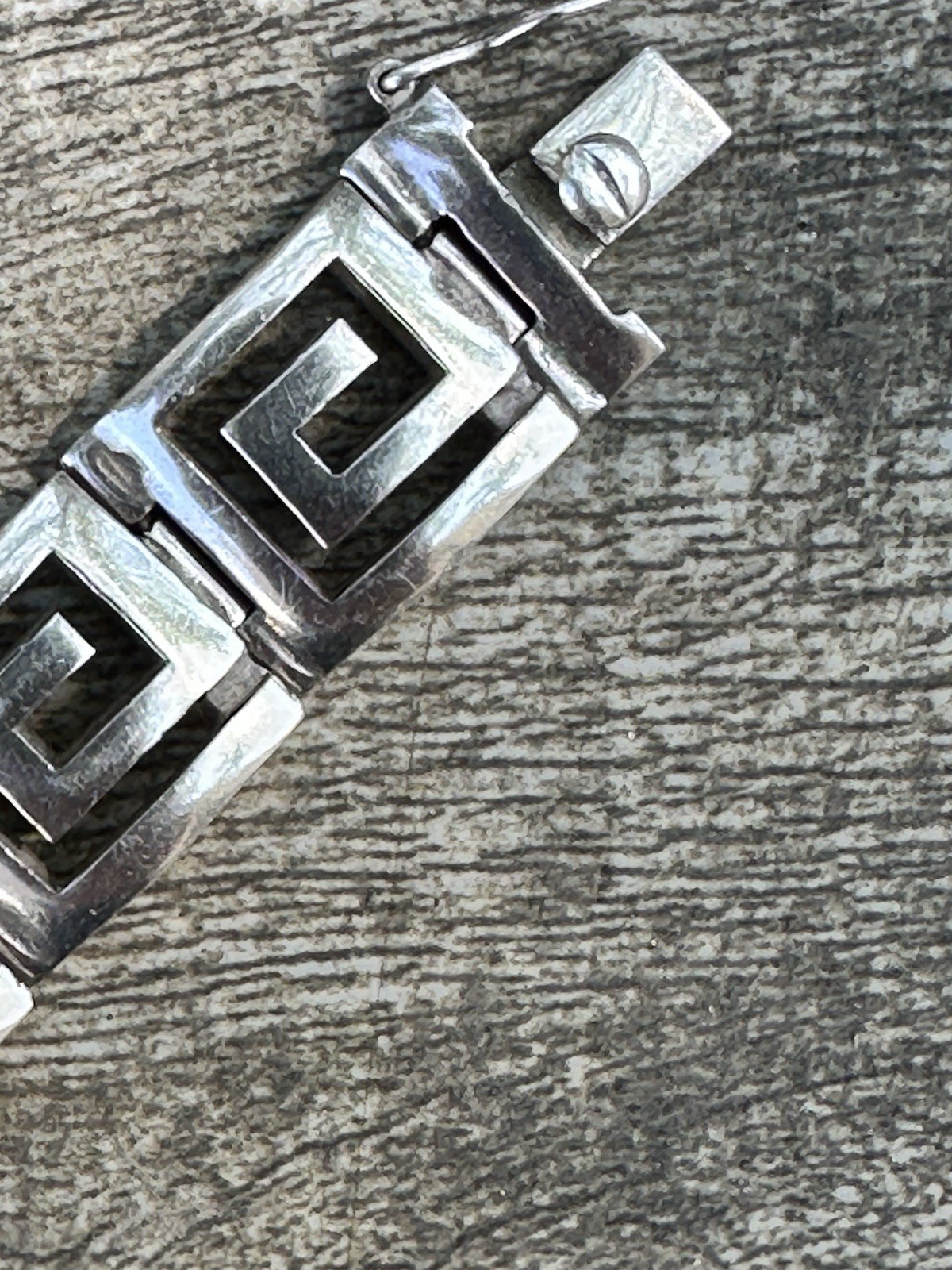 Greek Key Sterling Silver Bracelet 925 75/8″ long 48.8 grams Greek made