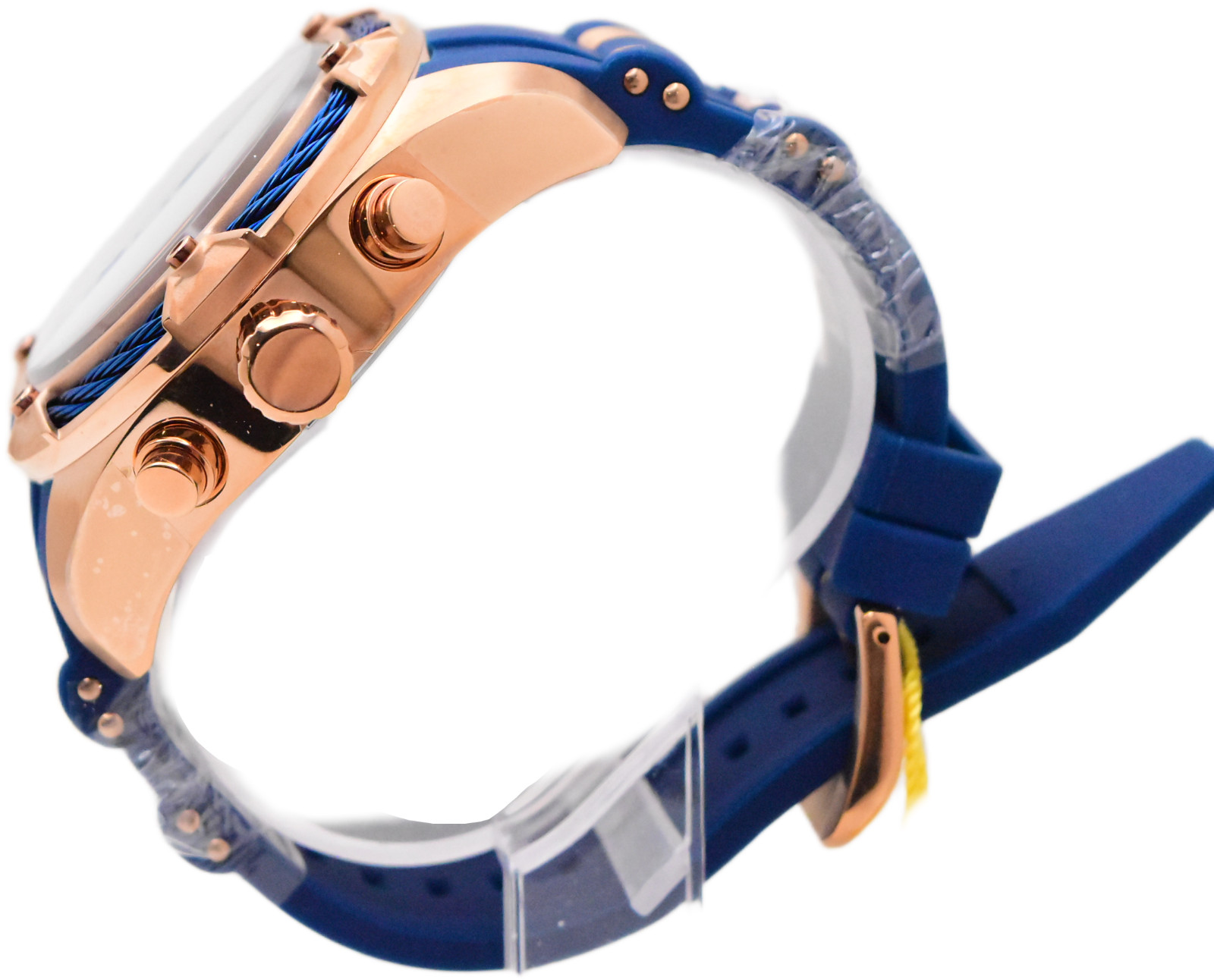 Invicta Bolt Men’s 52mm Rose Gold Blue Cable Silicone Chronograph Watch 31434