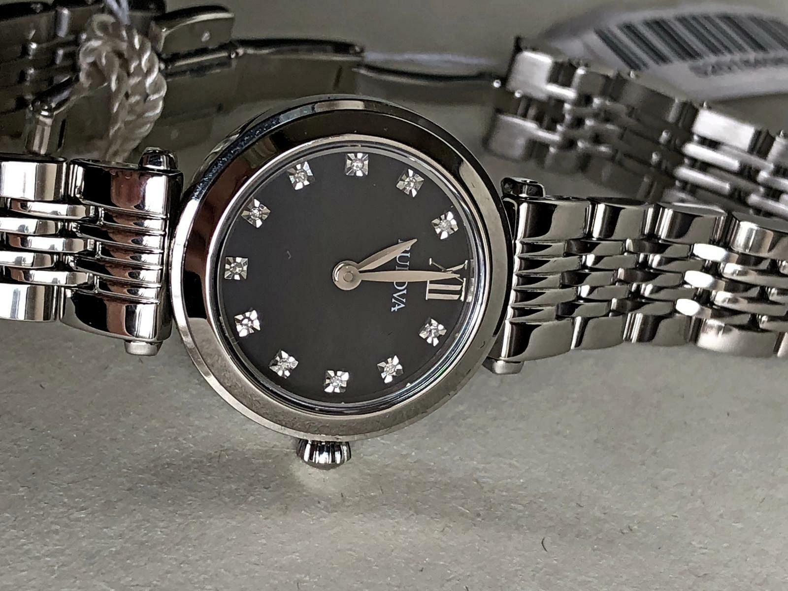 Bulova 96S169 Ladies Black Mother Of Pearl with Diamonds Wristwatch