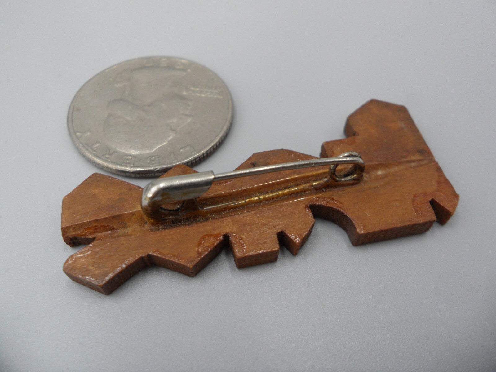 Wooden Grace Brooch Name Word Religious Inspirational Wood Vintage 1 and 7/8″